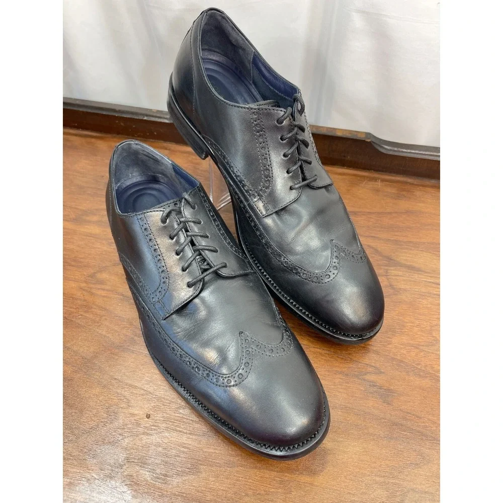 Men's 12 M Cole Haan Watson Grand.OS Wingtip Oxford Black Leather Almond Toe